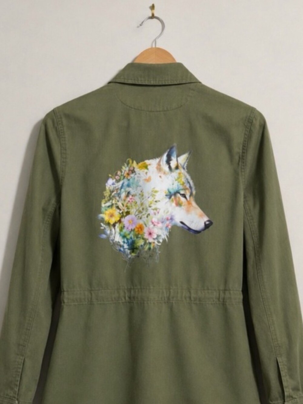 Artistically Re-Imagined | Medium | Floral Wolf | Olive | Cinch Waist Utility